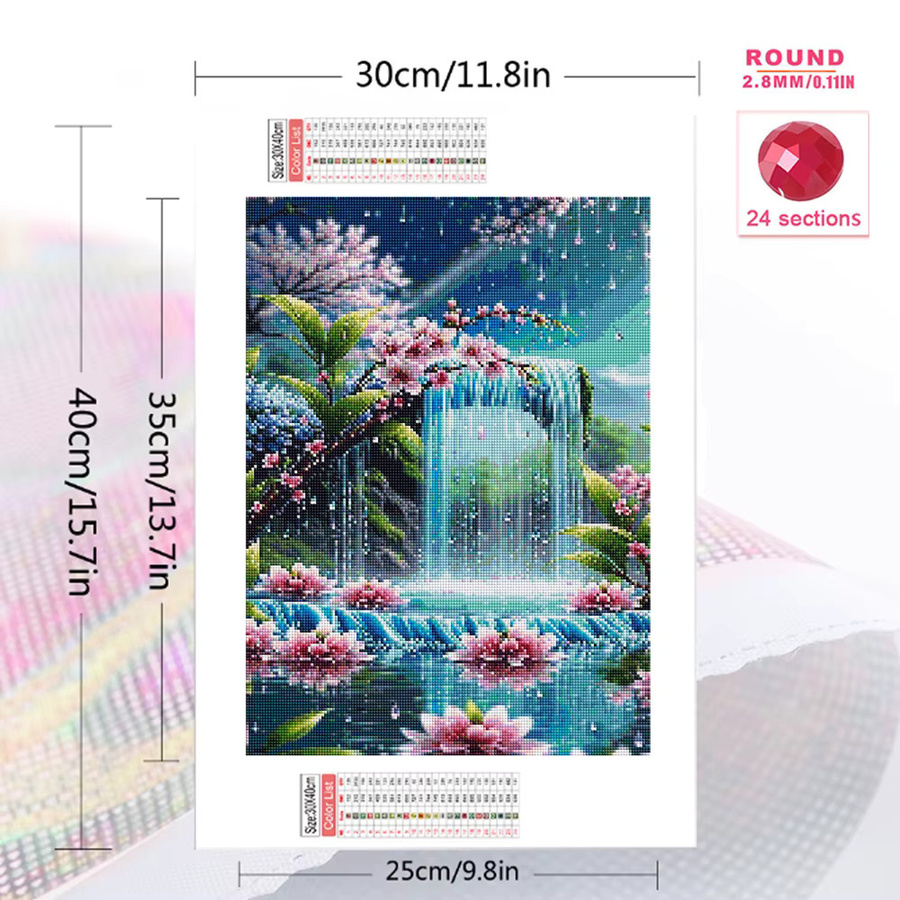 Momoart 5D DIY Diamantstickerei Lotus Blume Mosaik Bild mit bunten Strasssteinen, B/H: 20 x 30 cm - Bild 2