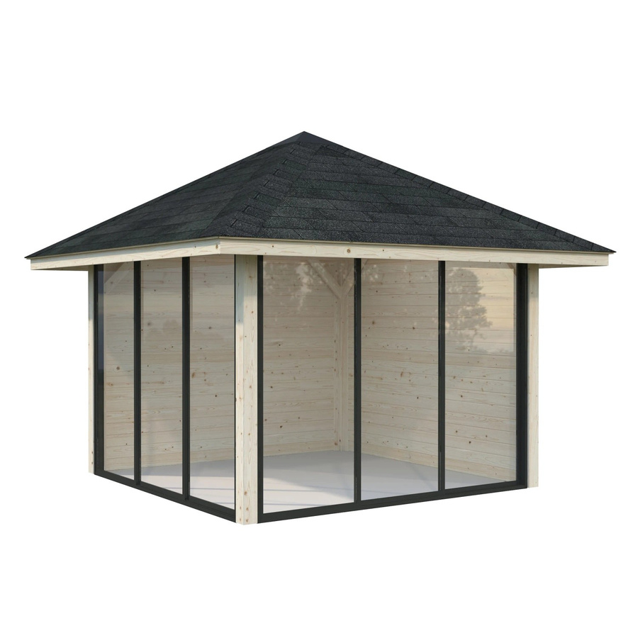 PALMAKO Pavillon Bianca Set 201 Slide aus Fichtenholz in Braun mit transparenter ESG-Verglasung B/T/H: 300 x 300 x 319 cm - Bild 3