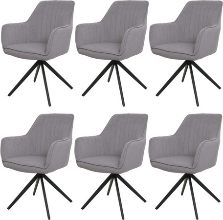 CHEFGASTRO Esszimmerstuhl 6er-Set in Hellgrau, drehbar mit Auto-Return Funktion, Stoffbezug, B/T/H: 58 x 55 x 87 cm, Sitzhöhe: 46 cm