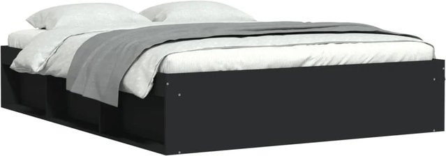 vidaXL Bettgestell in Schwarz mit modernem Stil und Seitenfächern aus Kiefernholz, B/T/H: 140 x 200 cm - Bild 1