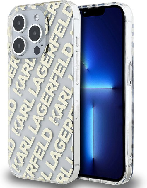 Karl Lagerfeld Schutzhülle für Apple iPhone 15 Pro, IML Electroplated Repeated Logo, Gold/Transparent - Bild 1