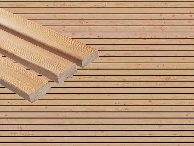 Woodtex Fassadenverkleidung Sibirische Lärche Rhombusprofil in Braun, 4er Set, B: 6,8 cm, H: 28 mm, L: 400 cm - Bild 1