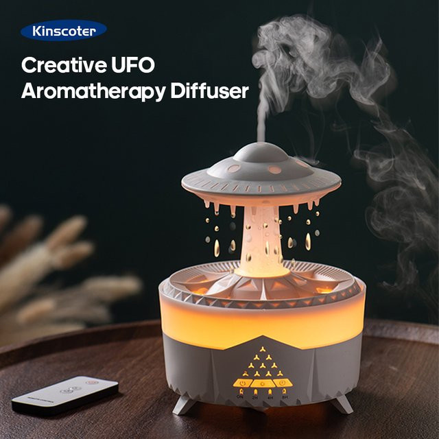 Kinscoter UFO Aroma-Diffusor und Luftbefeuchter mit Wassernebelring für ätherische Öle - Bild 1