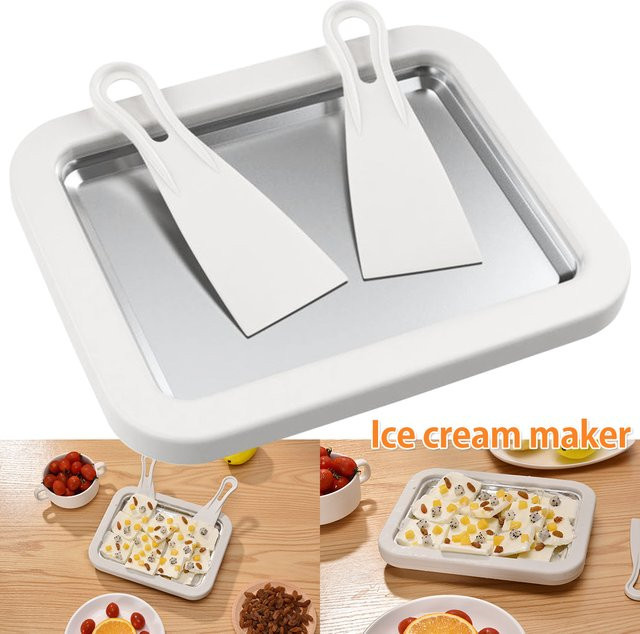 Willstar Multifunktions-Eismaschine mit 2 Schabern für gerolltes Eis in Beige und Weiß - Bild 1
