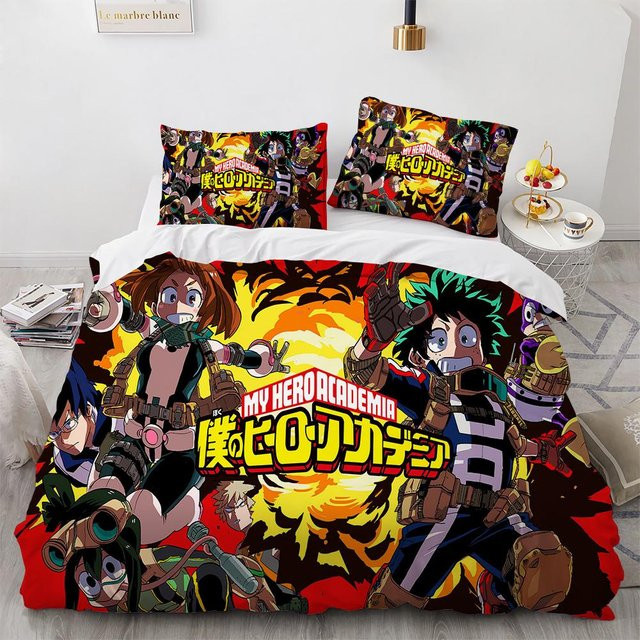 My Hero Academia Bettwäsche-Set mit 3D-Anime-Motiv aus Polyester, 2-teilig, Mehrfarbig, Breite: 135 cm, Länge: 200 cm - Bild 1