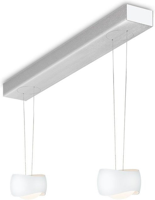 Oligo Curved Slack-Line LED-Pendelleuchte 2-flammig in Weiß matt mit gebürstetem Aluminium und Tunable White (2200K - 5000K) - Bild 1