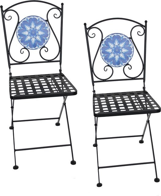 HTI-Living Gartenstühle Marocco Set 2 Stück in Blau aus Metall im mediterranen Design - Bild 1