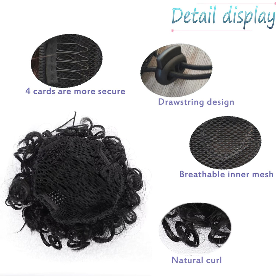 allaosify Messy Bun Haarknoten, synthetische Fasern, kurz, lockig, Damen - Bild 4