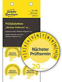 Avery Zweckform Prüfplakette 7905 Nächster Prüftermin zum Selbereintragen, gelb, Ø 30 mm, 80 Stück - Bild 1