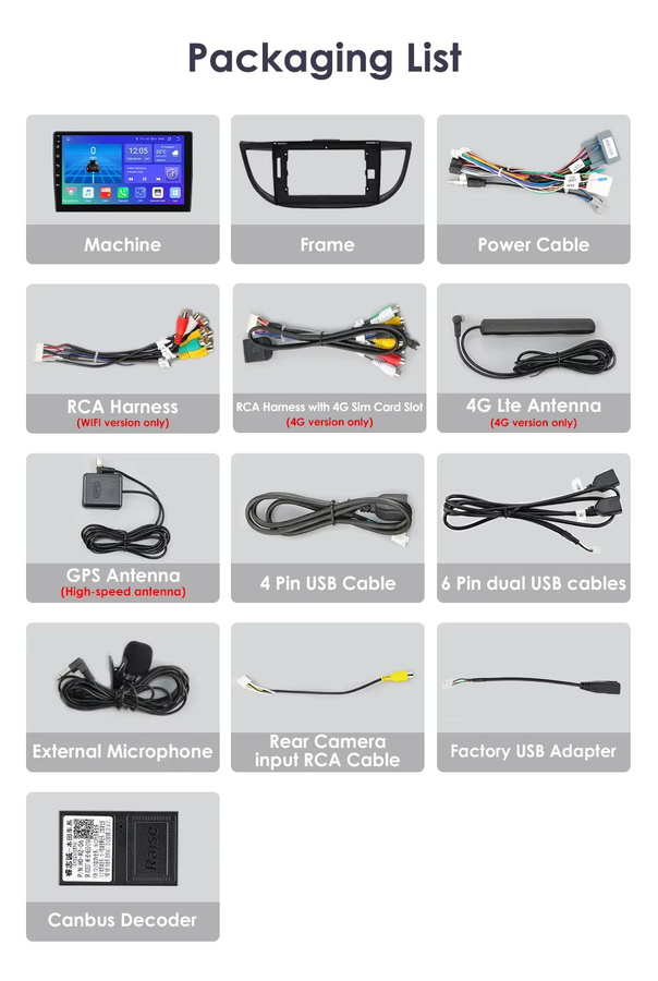 OSSURET Android 12 Autoradio mit 4G Carplay und GPS für Honda CRV CR V 2012-2016 in Schwarz - Bild 3