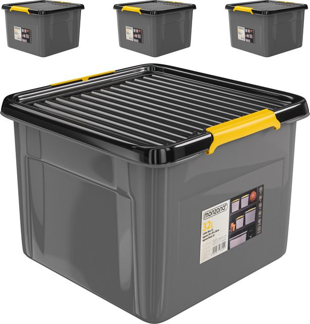 MONZANA Aufbewahrungsbox 4er-Set in Grau/Anthrazit, stapelbar, B/T/H: 39 x 39 x 26 cm - Bild 1