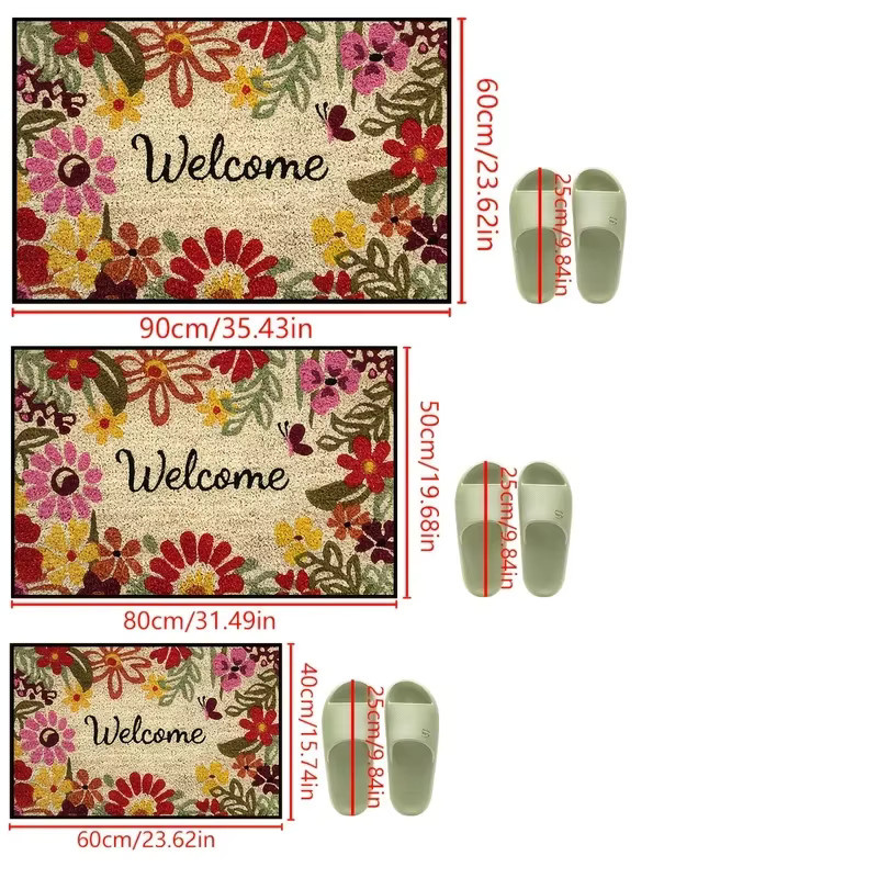 VIKAMA Garden Style Flower Fußmatte, rutschfester und waschbarer Eingangsteppich mit floralem Design in Multicolour, B/T: 60 x 40 cm - Bild 4