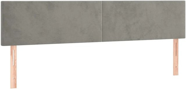 vidaXL LED Kopfteil in Hellgrau aus Samt mit USB-Ladeport und integrierter Beleuchtung, B: 200 cm, T: 5 cm, H: 78-88 cm - Bild 1