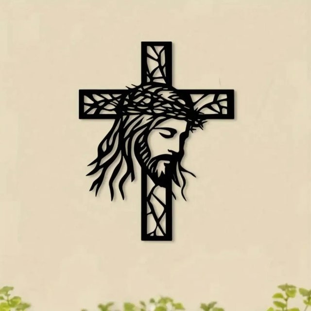 CIFBUY Eisernes Kreuz Wandkunst aus Aluminium in Schwarz zur Dekoration für Altar und Gebetsraum - Bild 1