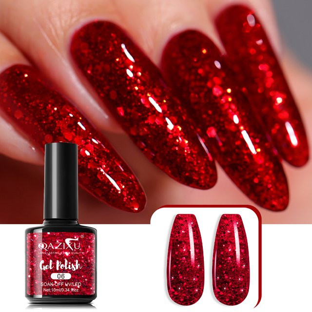QAZIXU Nagelgel, rot, glänzend, 10 ml - Bild 1
