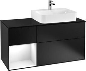 Villeroy & Boch Finion Waschtischunterschrank mit Abdeckplatte und Regal links, Blau lackiert, Breite: 120 cm - Bild 1