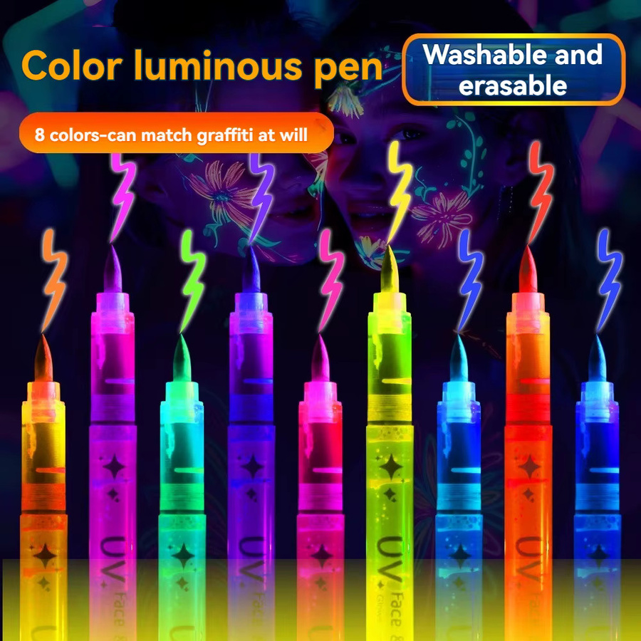 8-farbige fluoreszierende Textmarker im Set, leuchtende DIY-Markierungsstifte für Bastelarbeiten und Zeichnungen, Multicolor - Bild 2