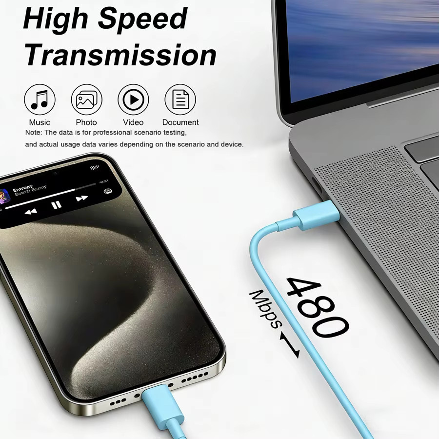 USB-C auf Typ-C PD-Schnellladekabel und Datenkabel für Huawei und Phone15 in Gelb und Blau - Bild 4