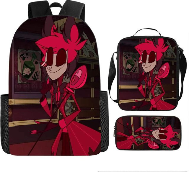 Hell Inn Hazbin Hotel Schülerrucksack Set mit Umhängetasche und Federmäppchen, mehrfarbig - Bild 1