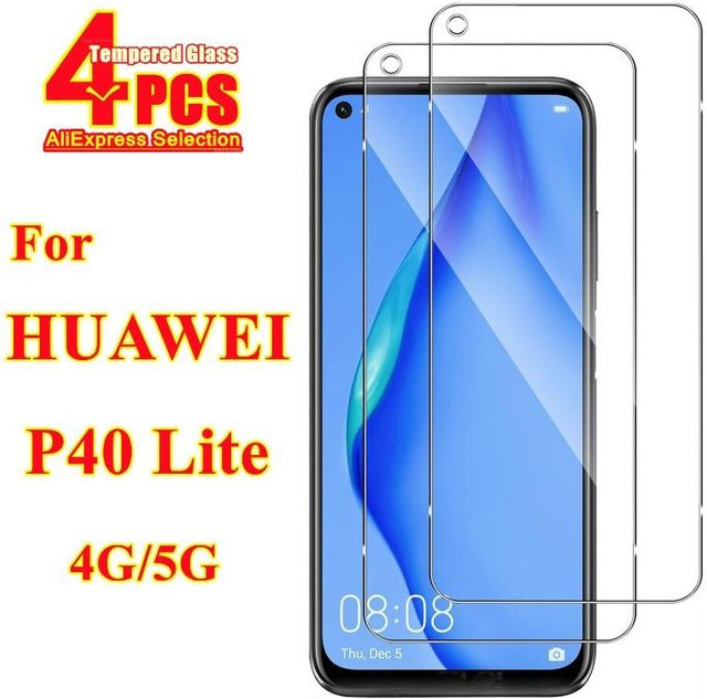 4 Stück Displayschutzfolien aus gehärtetem Glas für Huawei P40 Lite 4G und 5G, transparent, HD+ - Bild 1
