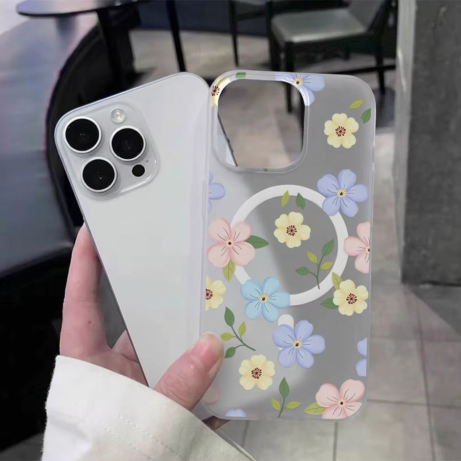 Transparente Silikon-Handyhülle mit Blumenmuster für Apple iPhone 17 Pro Max 16 15 14 13 12 11 mit kabellosem Laden - Bild 4