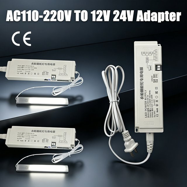 IKSLED Ultraflacher LED-Treiber als Konstantstromversorgung für LED-Streifen mit Europäischem Stecker, 12V/24V, Farbe: Weiß - Bild 1