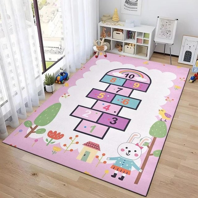 UQIDEHOME Kinder Teppich mit Cartoon-Design für das Kinderzimmer und Schlafzimmer, Mehrfarbig, B: 80 cm, T: 140 cm - Bild 1