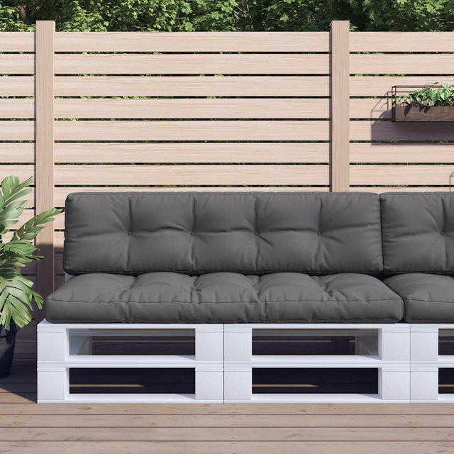 vidaXL Palettenkissen 2-teiliges Set aus Polyester in Anthrazit, UV-beständig und wasserabweisend, B/T/H: 60 x 60 x 12 cm - Bild 3