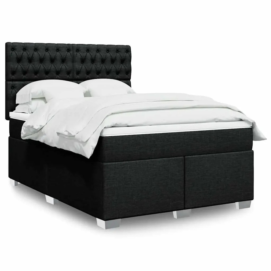 vidaXL Boxspringbett mit Matratze Schwarz B/B: 140 x 190 cm, Hybrid-Design mit USB-Ladeport und Unterbettbeleuchtung - Bild 2