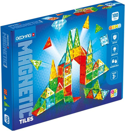 Geomag Magnetic Tiles Gems, 100-teiliges Set, ab 3 Jahren