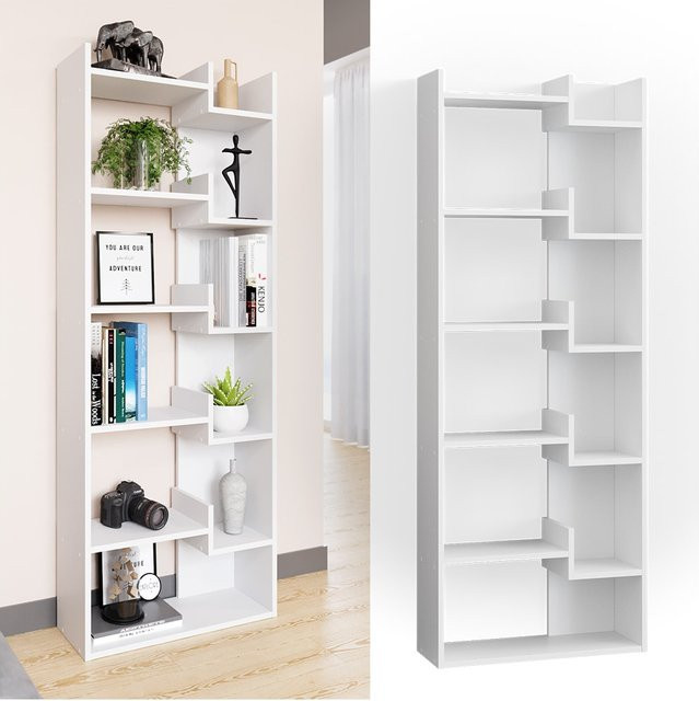 Vicco Bücherregal Fico als Raumteiler und Standregal in Weiß mit 6 Etagen - Bild 1