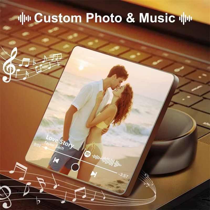 Personalisierter Foto-Musik-Kühlschrankmagnet von QKX als individuelles Song-Plakette für Paare - Bild 3