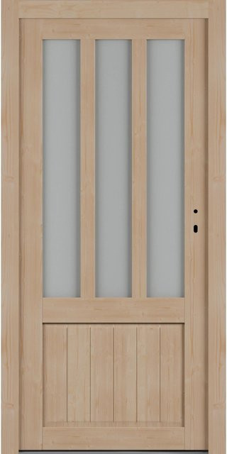 Roro Nebeneingangstür OHE 1001 aus Fichte mit Glaseinsatz, Braun, B: 98 cm, H: 198 cm, DIN Rechts - Bild 1