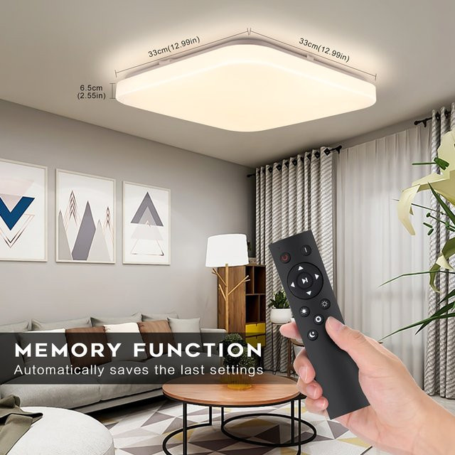LEOEU LED Smart Deckenleuchte in Weiß mit Fernbedienung, 24W, dimmbar 3000-6500K mit Nachtlichtmodus für Wohnzimmer, Schlafzimmer und Büro - Bild 1