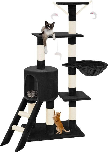 tectake Kratzbaum Dominik Schwarz mit Katzenhöhle und integriertem Spielzeug, B/T/H: 49 x 35 x 144 cm - Bild 2