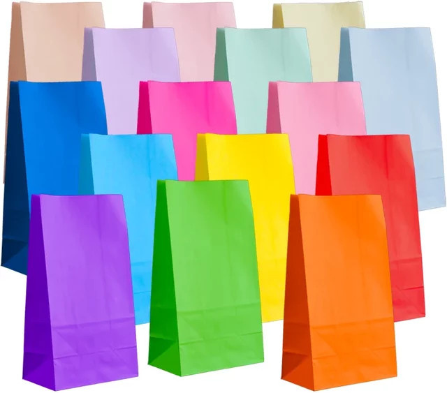 10 Stück Papier-Partygeschenktüten in 9 Farben, kleine Goodie-Beutel für Geburtstage, B/H/T: 9,2 x 5,2 x 3,2 cm - Bild 1