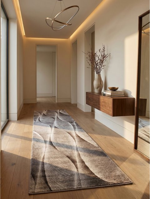Kadima Design Teppich Kurzflor DRAU in Braun mit Farbverlauf, B: 80 cm, L: 300 cm - Bild 1