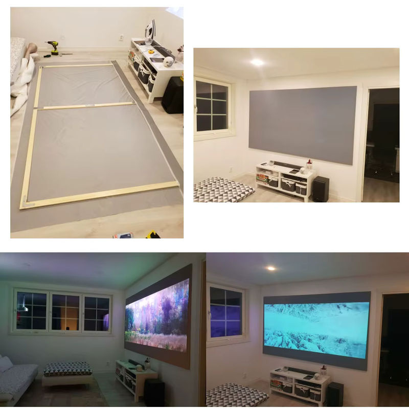 Salange Beamer Leinwand Projektionsstoff Grau, Tragbare Reflektierende Leinwand für 100 bis 120 Zoll, Rechteckig und Hängend - Bild 3