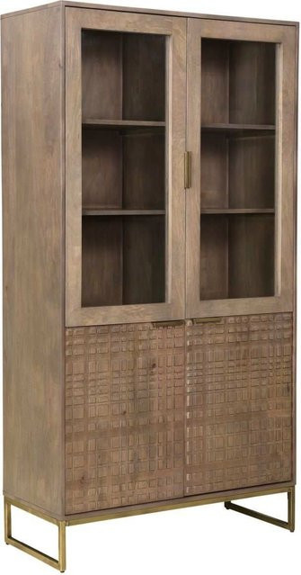 Vitrine BURSA WOLFMÖBEL aus Mango-Holz mit Glastüren in Gold, Braun und Orange, B/T/H: 72 x 40 x 180 cm - Bild 1