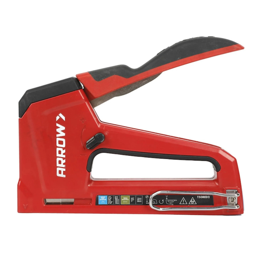 Arrow Handtacker T50 RED2 in Rot für Flachdrahtklammern 6 mm bis 14 mm und Nägel - Bild 2