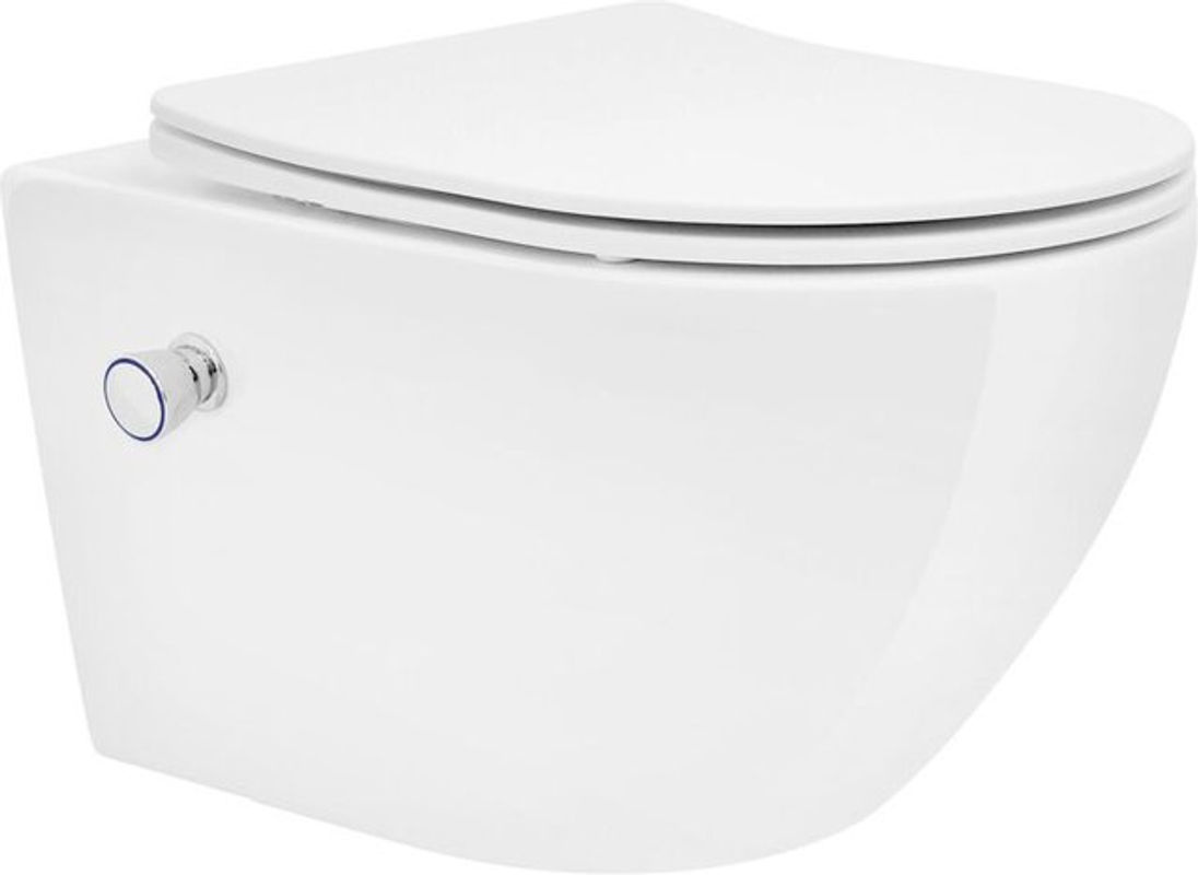 LuxeBath Wand-Hänge-WC aus Keramik mit Bidet-Funktion und Soft-Close, Weiß, B/T/H: 54 x 36 x 36 cm - Bild 2