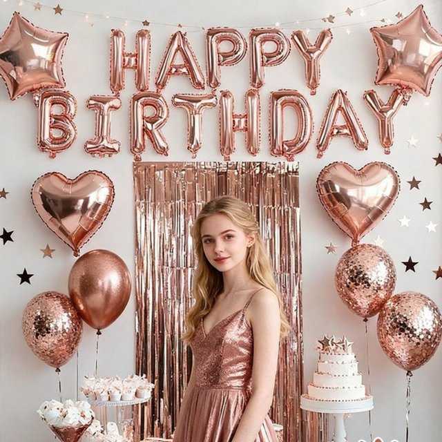 CYZIWEIN 40er Set Partyballons in Gold mit Happy Birthday Buchstaben-Folienballons, Herzballons und Latexballons für Geburtstag und Jubiläum - Bild 1