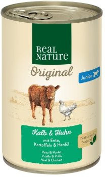REAL NATURE Nassfutter Hund Junior Kalb und Huhn 6 x 400 g - Bild 1