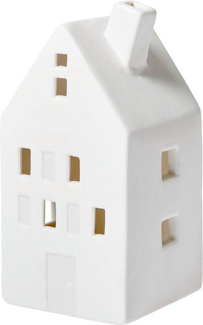 Rico Design Porzellanhaus Weiß mit Giebeldach und LED, Höhe: 13,0 cm, Breite: 6,5 cm, Tiefe: 13,0 cm - Bild 1