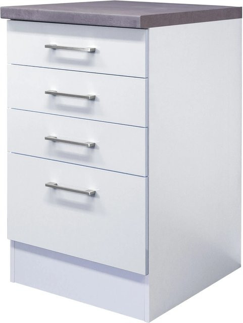 Flex-Well Küchen-Schubkasten-Unterschrank Matrix Weiß B: 50 cm, H: 86 cm, T: 35 cm - Bild 1