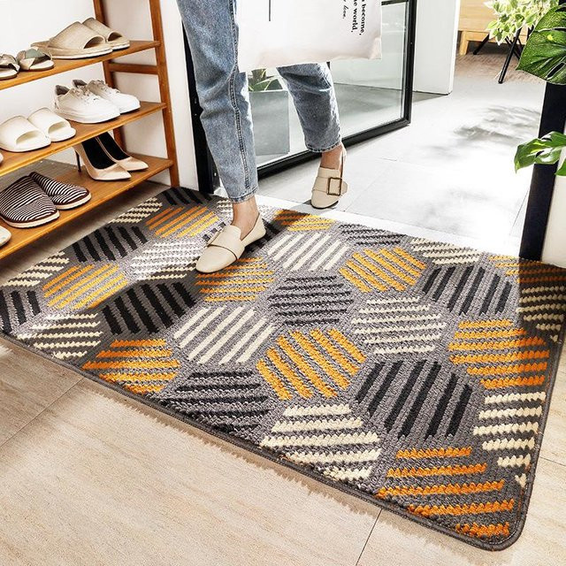 Moderne Bodenmatte für den Eingangsbereich, rutschfest und staubentfernend, rechteckiger Teppich aus Polyester, Mehrfarbig, B/B: 50 x 80 cm - Bild 1
