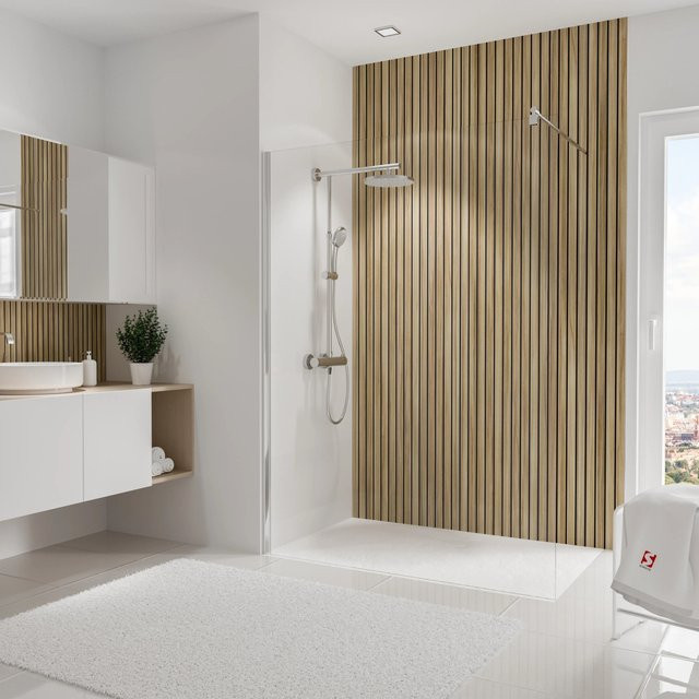 Schulte Duschrückwand DecoDesign Dekor Japandi Holzoptik in Braun B: 255 cm, H: 150 cm - Bild 1