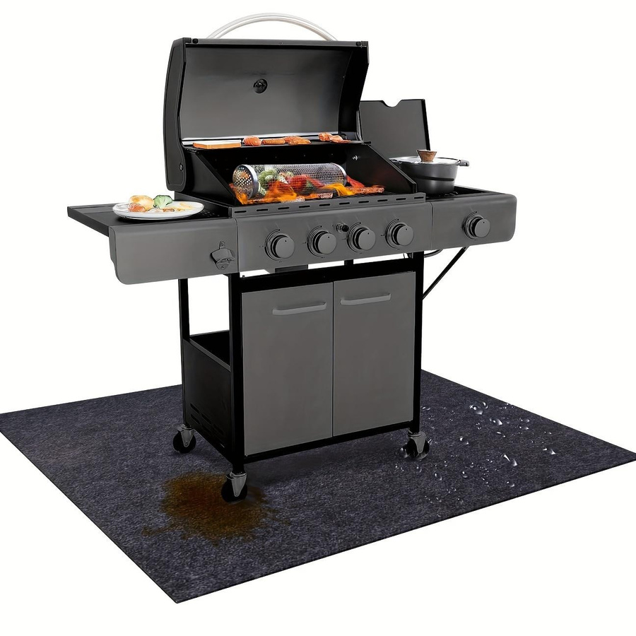 Feuerfeste Grillmatte Musk als flammhemmende und rutschfeste Unterlage für Grill, Holzofen oder Weihrauchbrenner, Farbe: Schwarz, B/T: 127 x 91 cm - Bild 4