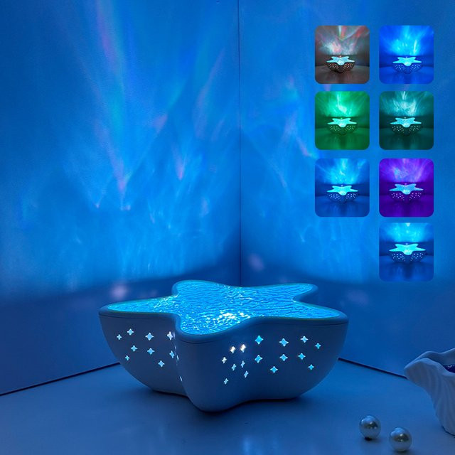 ATcomm Seestern-Projektor mit Ozeanwellen-Effekt und 7 Farben als dekoratives Nachtlicht für das Schlafzimmer in Multicolor - Bild 1