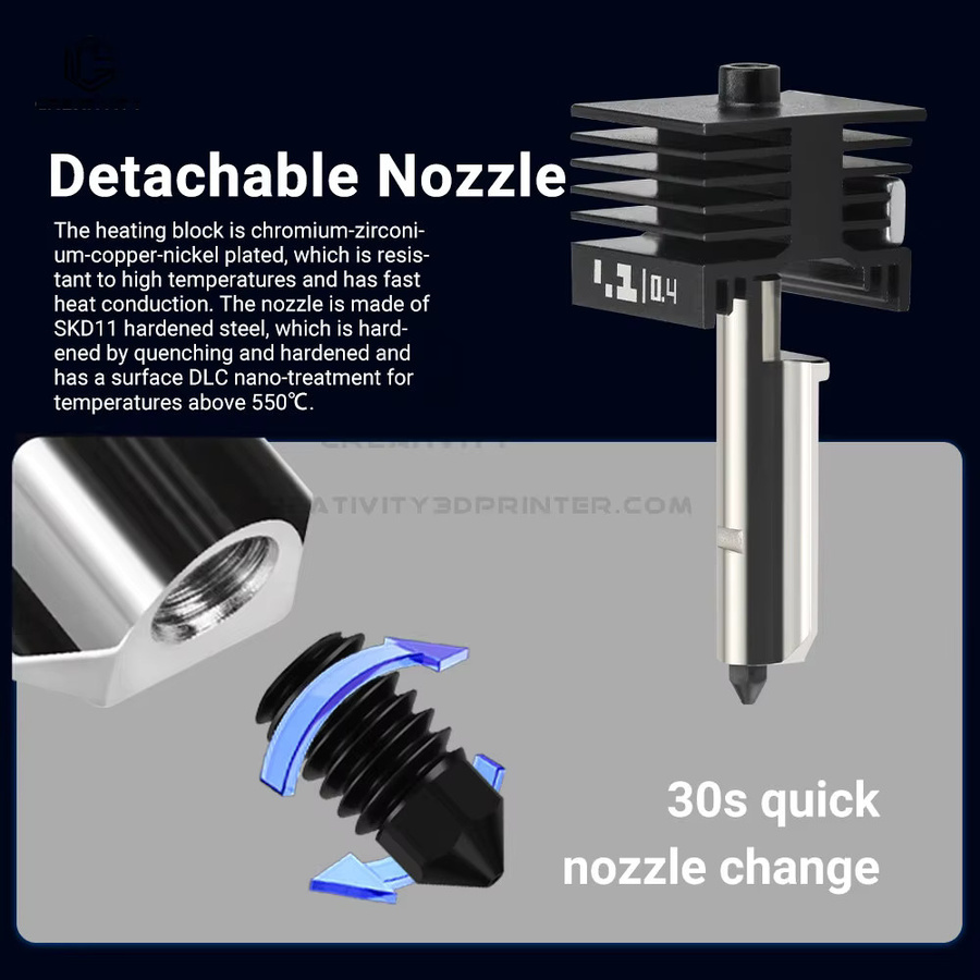 P2S Montage-Hotend-Kit für Bamboo Lab H2D und H2S mit austauschbaren Düsen in 0,2 mm, 0,4 mm, 0,6 mm und 0,8 mm in Schwarz - Bild 3